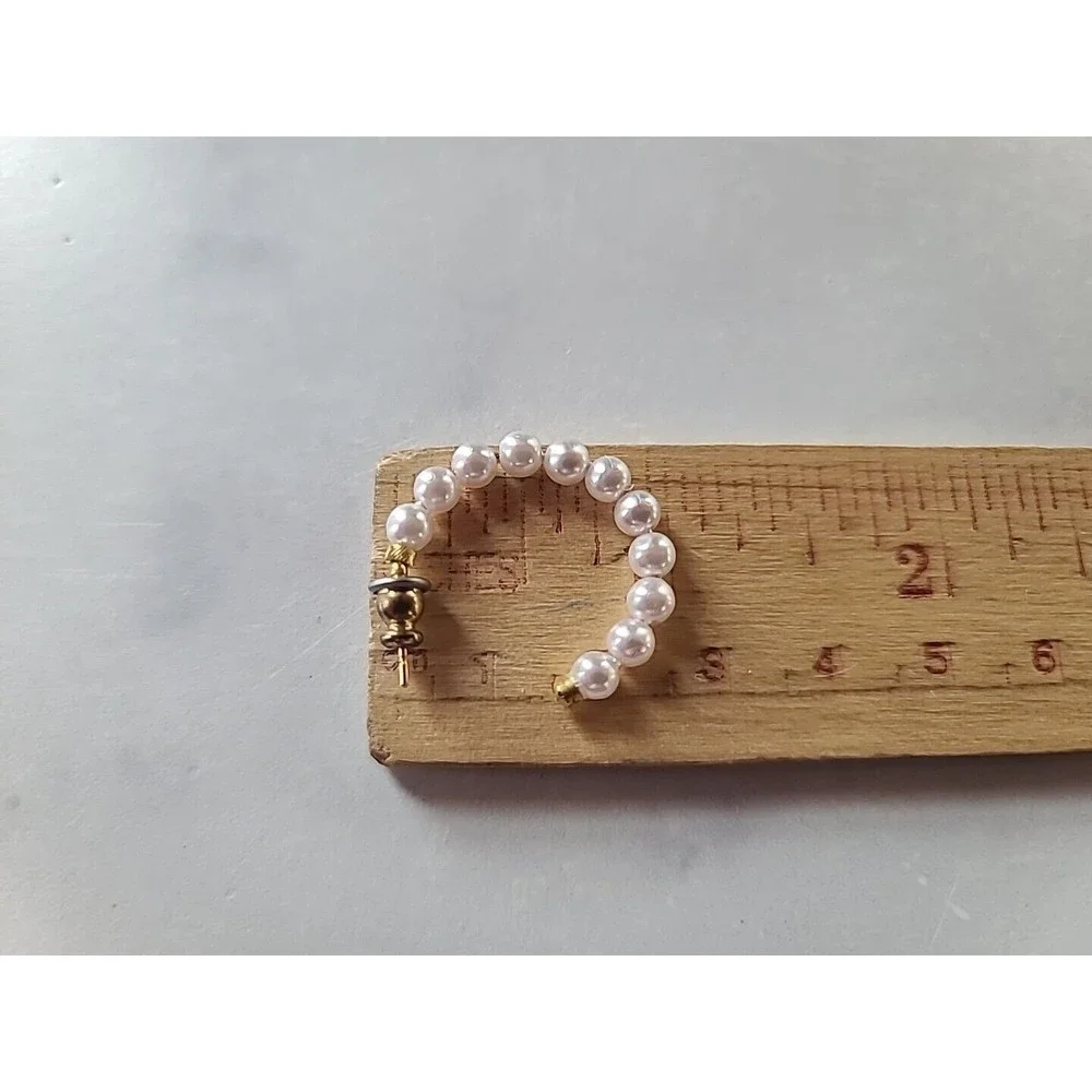 AHBRA-CALE Faux Pearl Beaded Hoop Pierced Earrings NOS